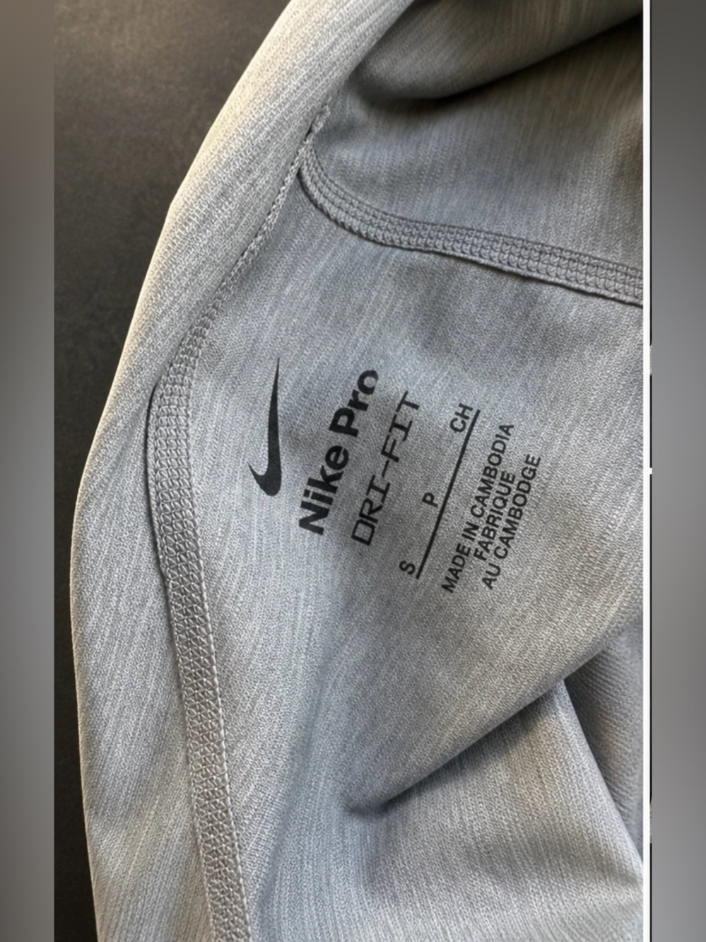 Nike Pro Women's Light Gray Bike Shorts with Black Waistband - Picture 3 of 3